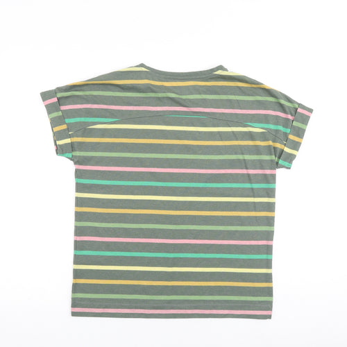 Marks and Spencer Womens Multicoloured Striped Polyester Basic T-Shirt Size 10 Round Neck