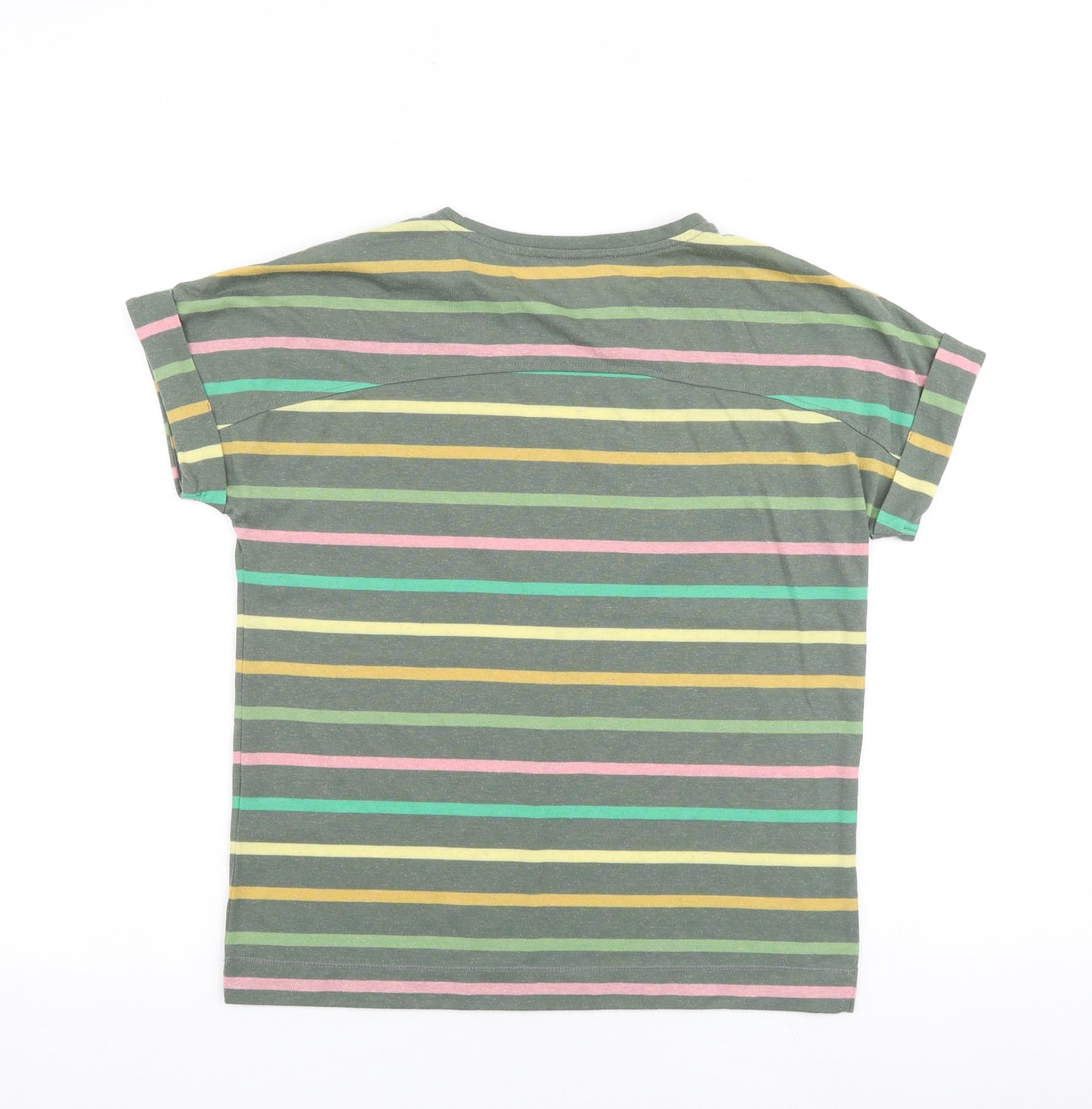 Marks and Spencer Womens Multicoloured Striped Polyester Basic T-Shirt Size 10 Round Neck