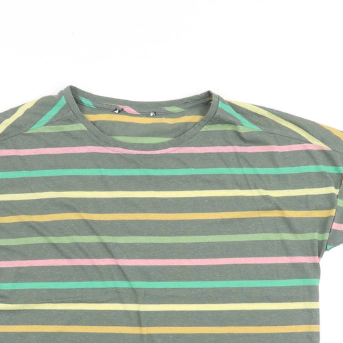 Marks and Spencer Womens Multicoloured Striped Polyester Basic T-Shirt Size 10 Round Neck