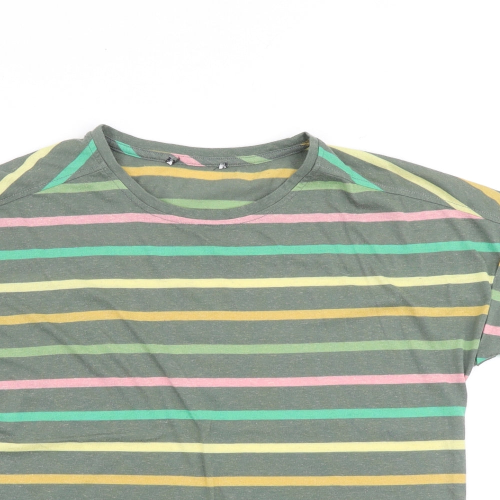 Marks and Spencer Womens Multicoloured Striped Polyester Basic T-Shirt Size 10 Round Neck