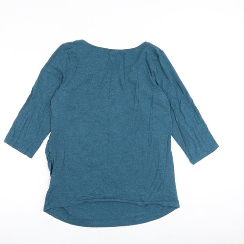 H&M Womens Blue Cotton Basic T-Shirt Size L Boat Neck