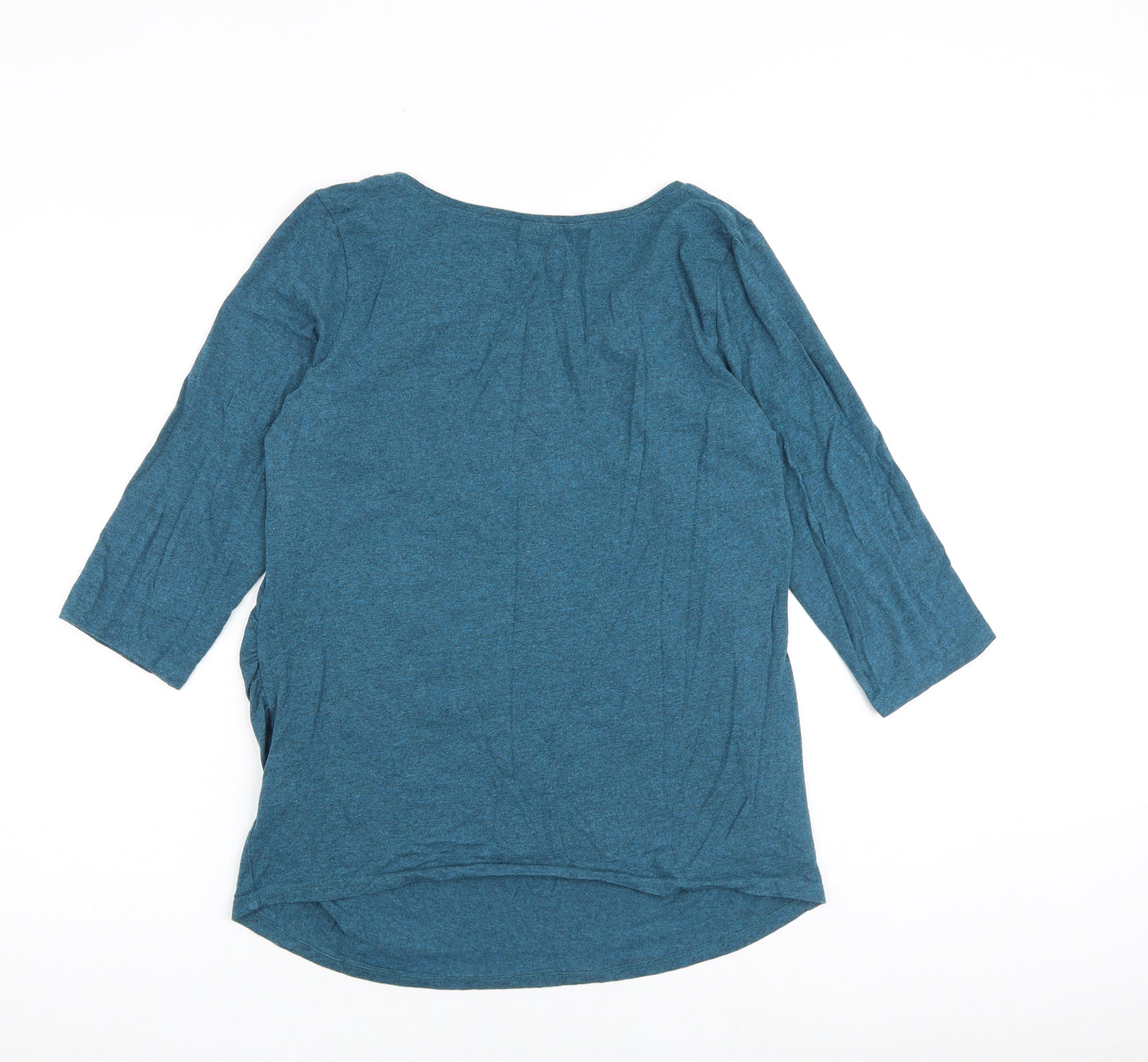 H&M Womens Blue Cotton Basic T-Shirt Size L Boat Neck