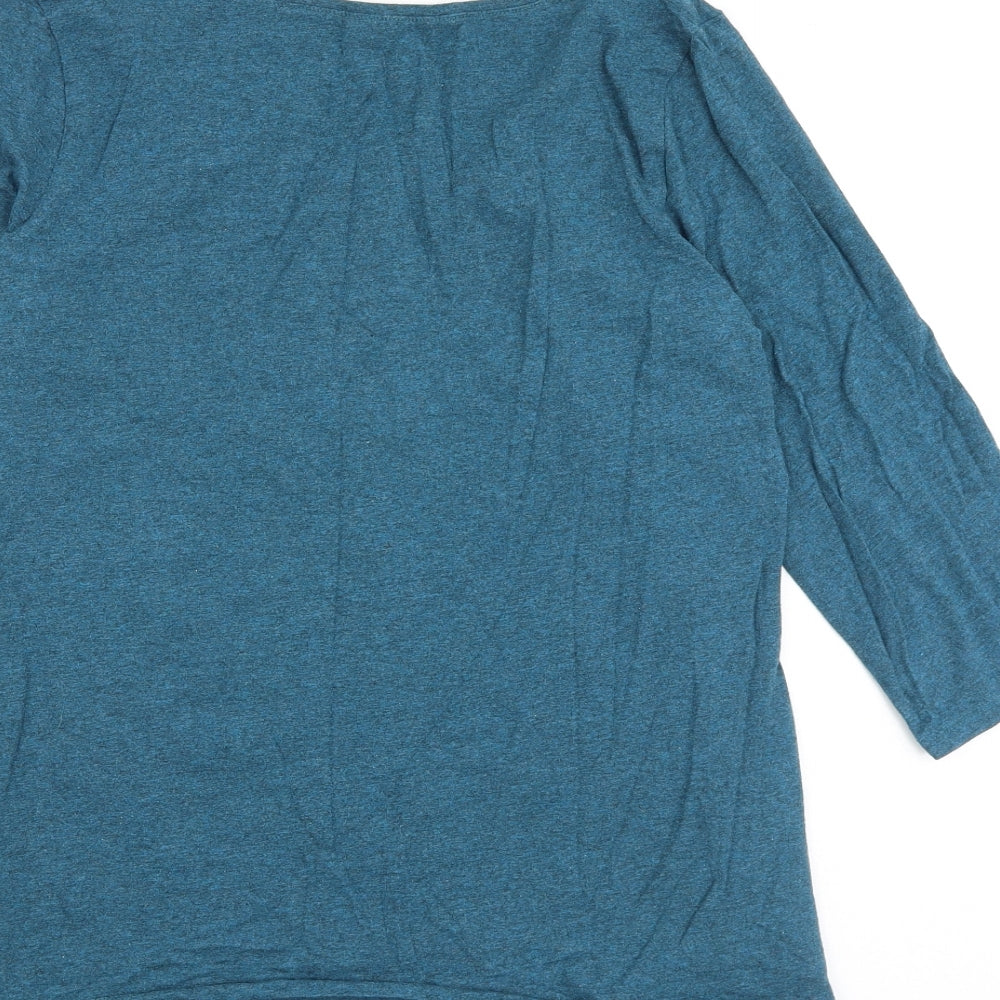 H&M Womens Blue Cotton Basic T-Shirt Size L Boat Neck