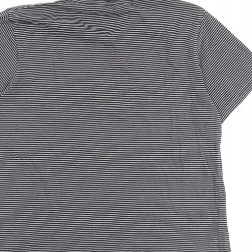 Ben Sherman Mens Grey Striped Cotton T-Shirt Size M Round Neck