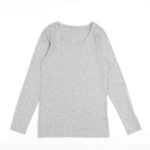 Marks and Spencer Womens Grey Acrylic Basic T-Shirt Size 16 Scoop Neck