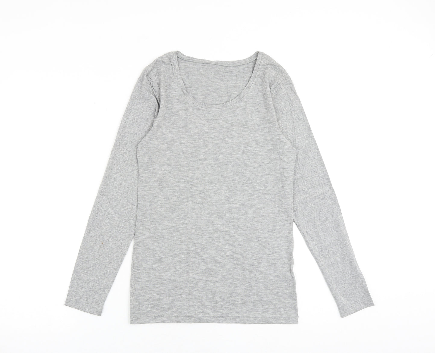 Marks and Spencer Womens Grey Acrylic Basic T-Shirt Size 16 Scoop Neck