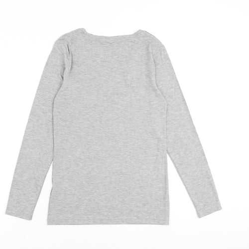 Marks and Spencer Womens Grey Acrylic Basic T-Shirt Size 16 Scoop Neck