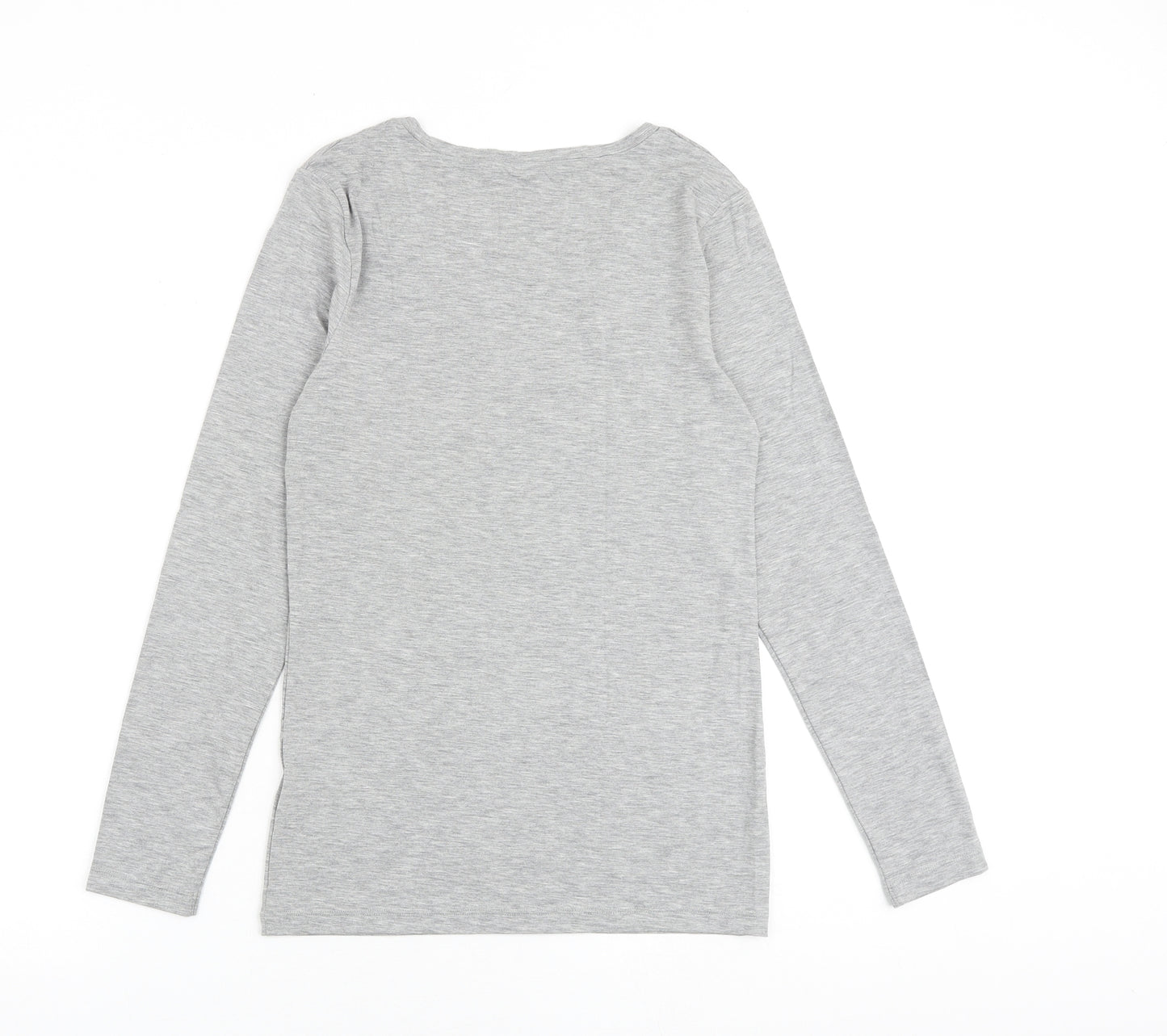 Marks and Spencer Womens Grey Acrylic Basic T-Shirt Size 16 Scoop Neck