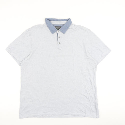 NEXT Mens Blue 100% Cotton Polo Size XL Collared Button