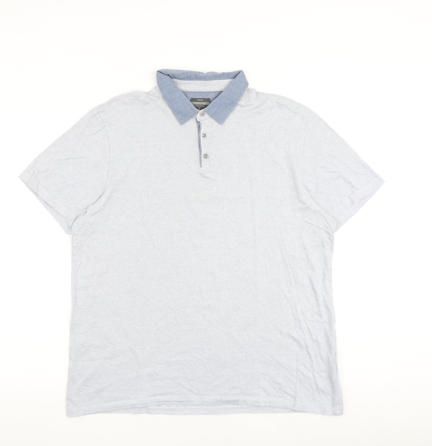 NEXT Mens Blue 100% Cotton Polo Size XL Collared Button