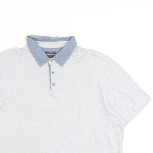 NEXT Mens Blue 100% Cotton Polo Size XL Collared Button