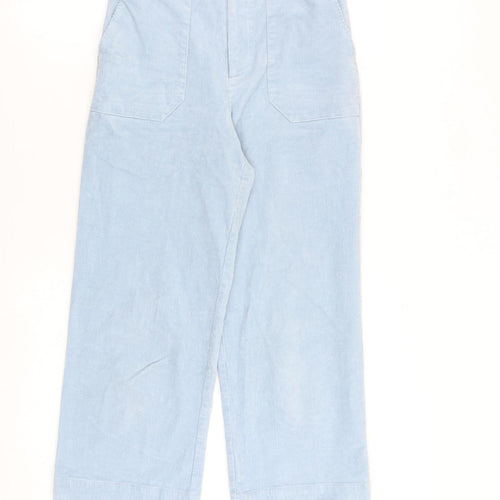 Oliver Bonas Womens Blue Cotton Trousers Size 8 L24 in Regular Zip