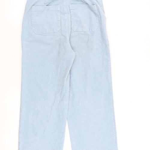Oliver Bonas Womens Blue Cotton Trousers Size 8 L24 in Regular Zip