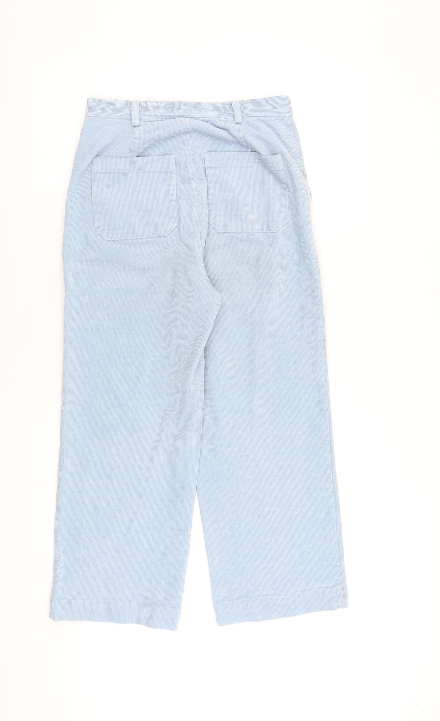 Oliver Bonas Womens Blue Cotton Trousers Size 8 L24 in Regular Zip