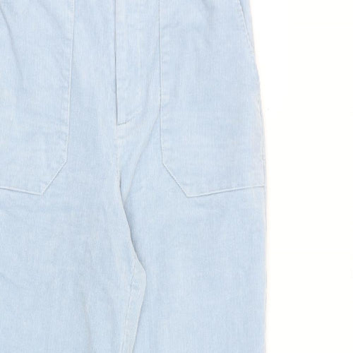 Oliver Bonas Womens Blue Cotton Trousers Size 8 L24 in Regular Zip