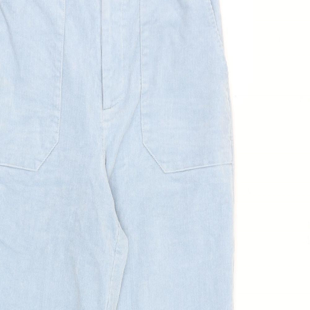 Oliver Bonas Womens Blue Cotton Trousers Size 8 L24 in Regular Zip