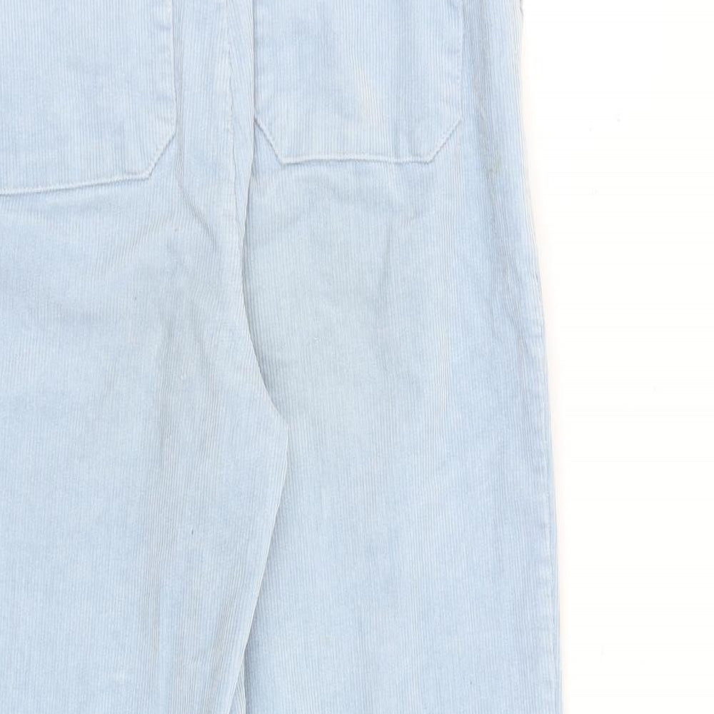 Oliver Bonas Womens Blue Cotton Trousers Size 8 L24 in Regular Zip