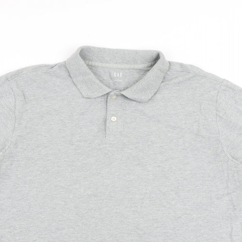 Gap Mens Grey 100% Cotton Polo Size M Collared Button