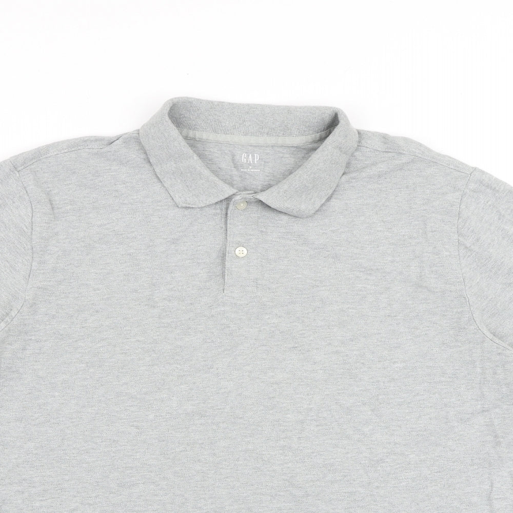Gap Mens Grey 100% Cotton Polo Size M Collared Button