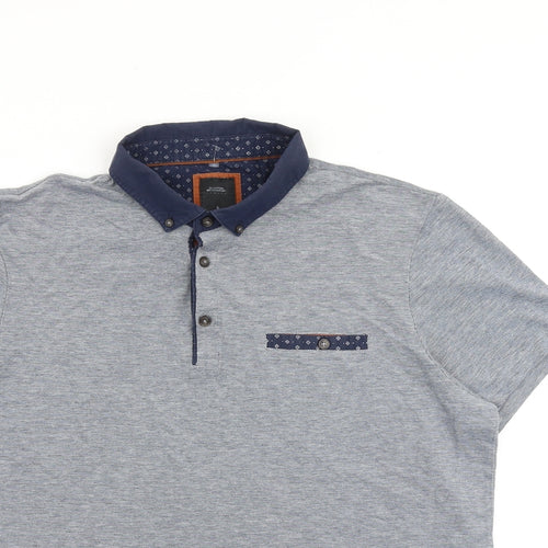 Burton Mens Blue 100% Cotton Polo Size XL Collared Button