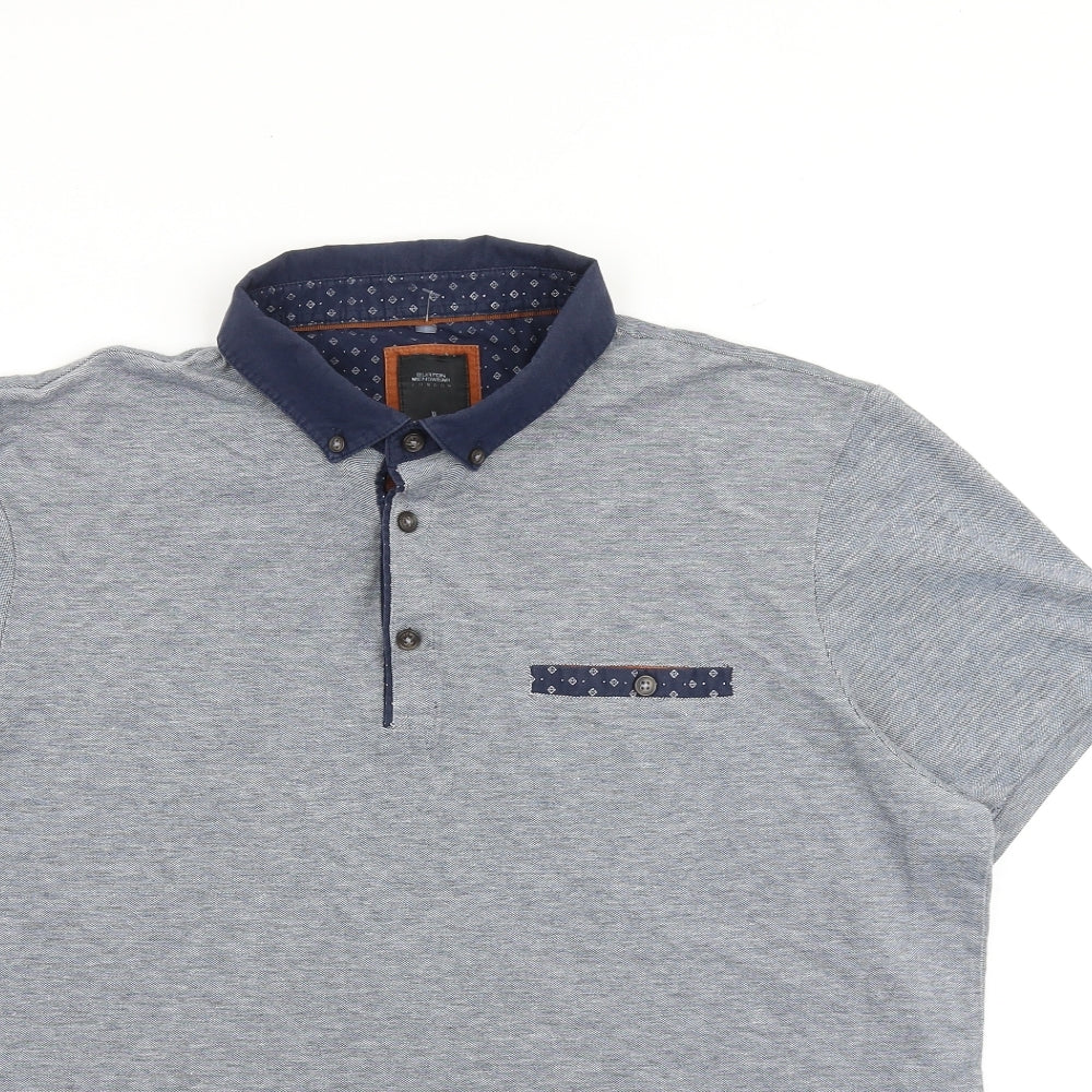 Burton Mens Blue 100% Cotton Polo Size XL Collared Button