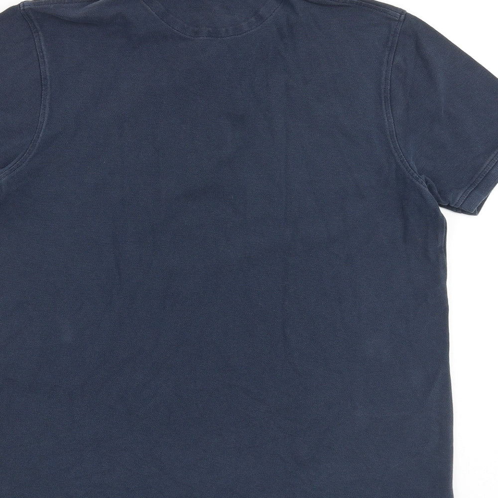 Timberland Mens Blue 100% Cotton Polo Size L Collared Button