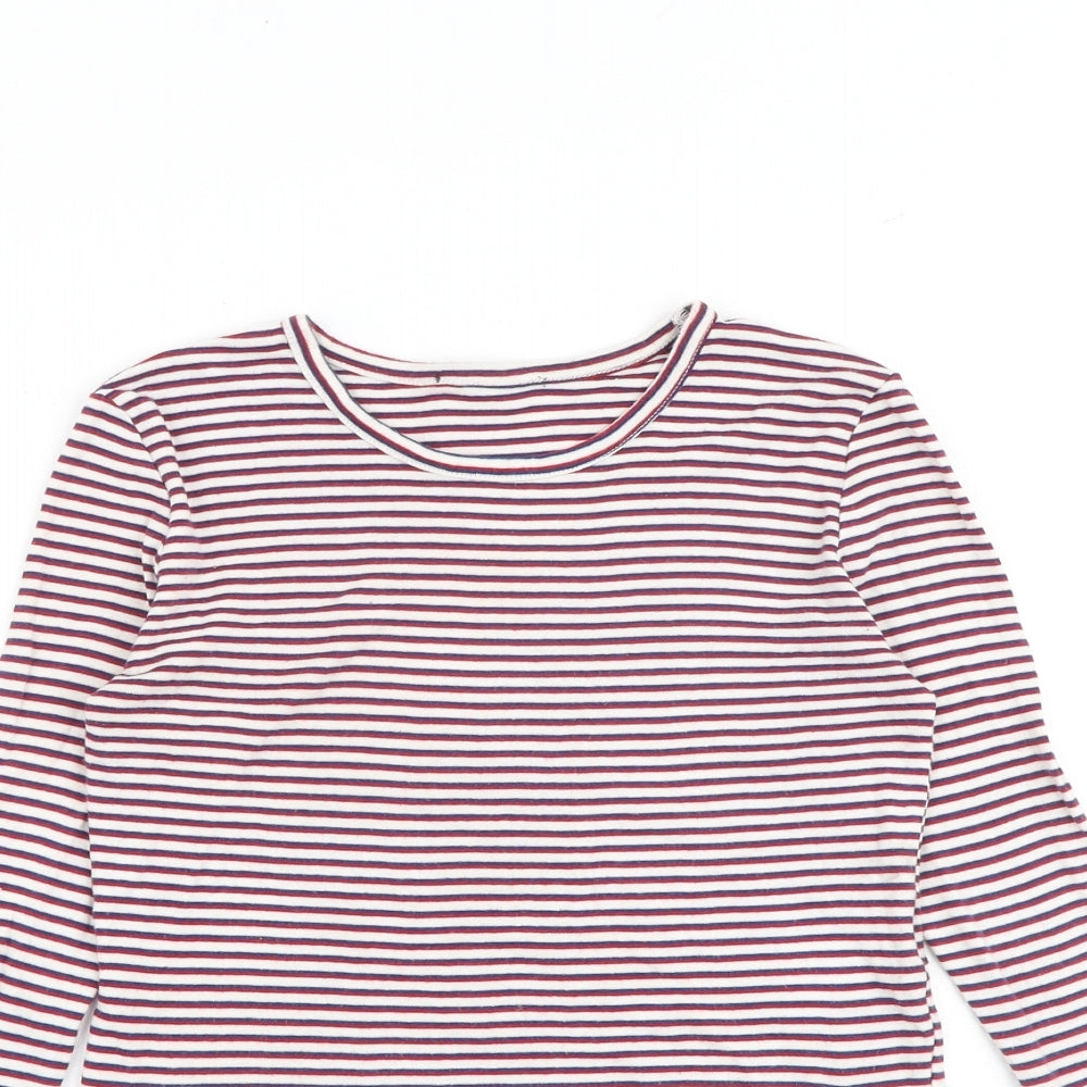 Topshop Womens Multicoloured Striped 100% Cotton Basic T-Shirt Size 4 Round Neck