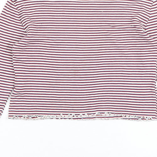 Topshop Womens Multicoloured Striped 100% Cotton Basic T-Shirt Size 4 Round Neck