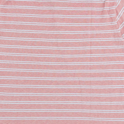 Marks and Spencer Mens Red Striped 100% Cotton Polo Size XL Collared Button
