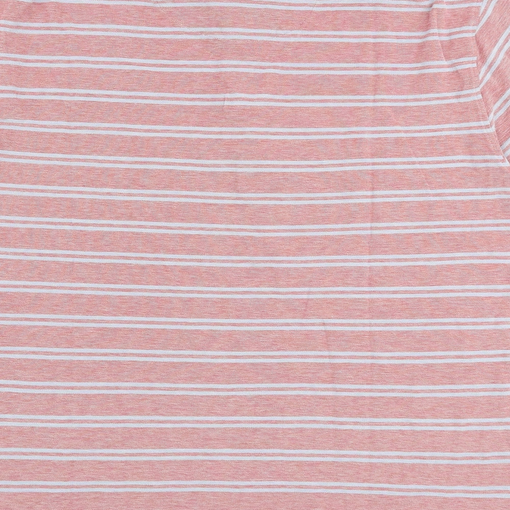 Marks and Spencer Mens Red Striped 100% Cotton Polo Size XL Collared Button