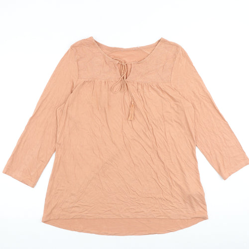 Marks and Spencer Womens Pink Viscose Basic T-Shirt Size 14 Boat Neck