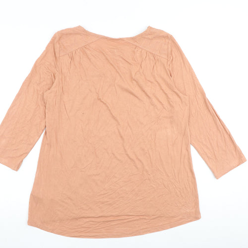 Marks and Spencer Womens Pink Viscose Basic T-Shirt Size 14 Boat Neck