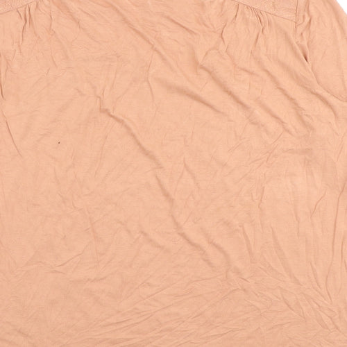 Marks and Spencer Womens Pink Viscose Basic T-Shirt Size 14 Boat Neck