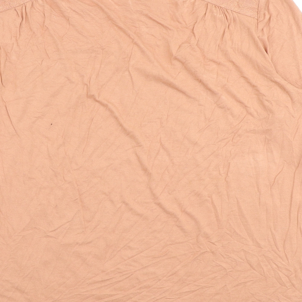 Marks and Spencer Womens Pink Viscose Basic T-Shirt Size 14 Boat Neck