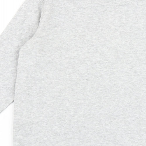 NEXT Girls Grey Cotton Basic T-Shirt Size 9 Years Round Neck Pullover - Merry Slothmas