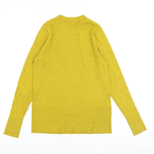 Marks and Spencer Womens Yellow Round Neck Viscose Pullover Jumper Size 14