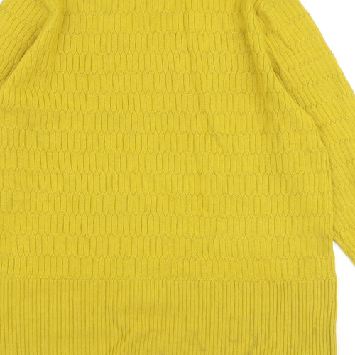 Marks and Spencer Womens Yellow Round Neck Viscose Pullover Jumper Size 14