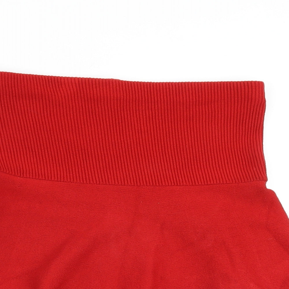Zara Womens Red Polyester Skater Skirt Size S