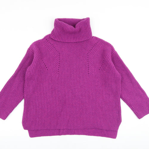 Fat Face Womens Purple Roll Neck Nylon Pullover Jumper Size 12