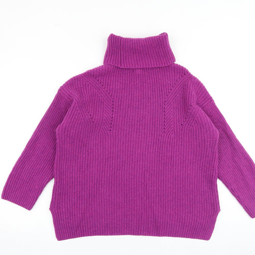 Fat Face Womens Purple Roll Neck Nylon Pullover Jumper Size 12