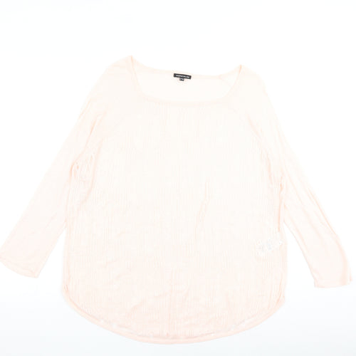 Warehouse Womens Pink Round Neck Acrylic Pullover Jumper Size 14