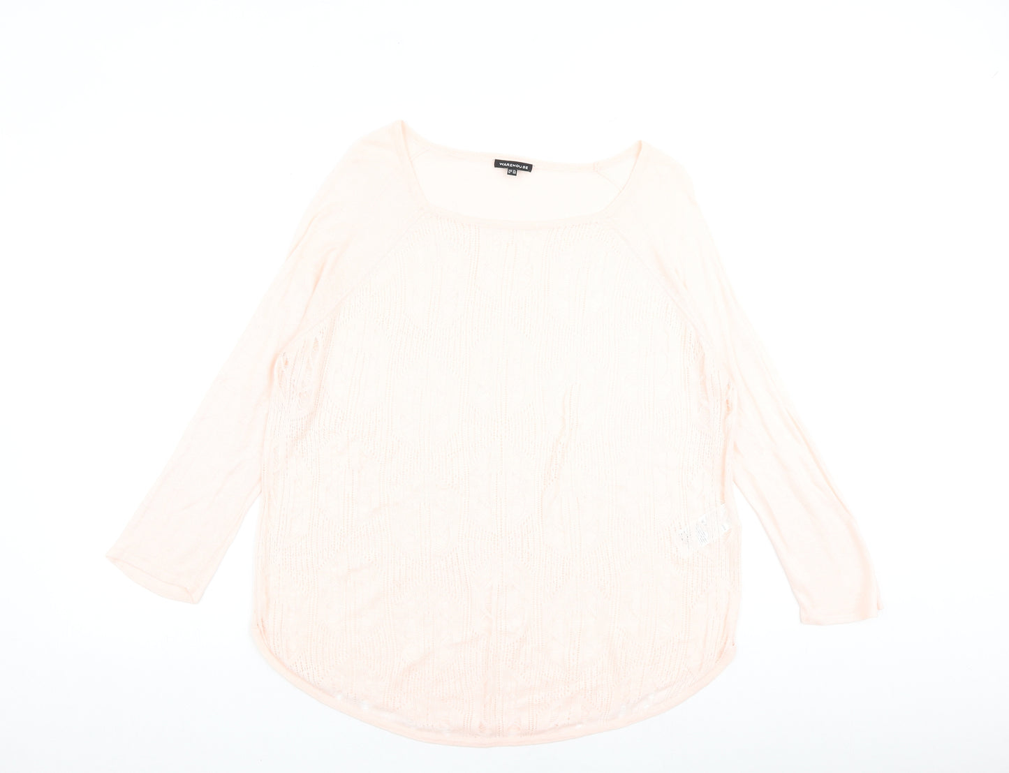 Warehouse Womens Pink Round Neck Acrylic Pullover Jumper Size 14