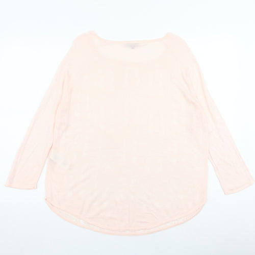 Warehouse Womens Pink Round Neck Acrylic Pullover Jumper Size 14