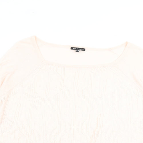 Warehouse Womens Pink Round Neck Acrylic Pullover Jumper Size 14