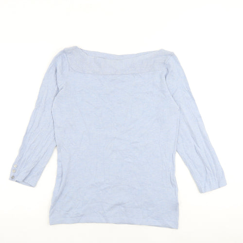 NEXT Womens Blue Boat Neck Cotton Pullover Jumper Size 10