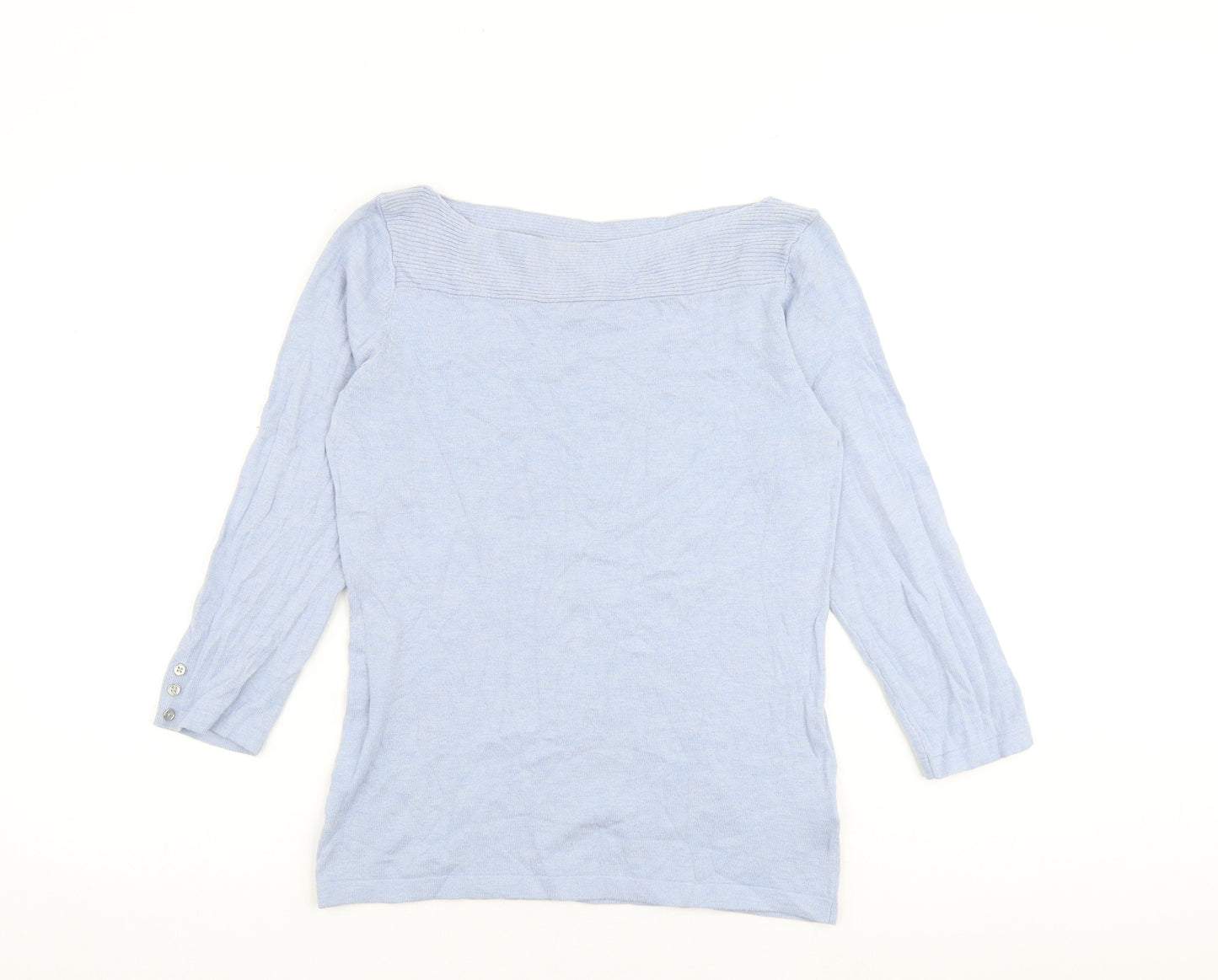 NEXT Womens Blue Boat Neck Cotton Pullover Jumper Size 10