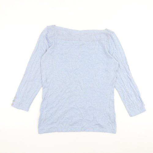 NEXT Womens Blue Boat Neck Cotton Pullover Jumper Size 10