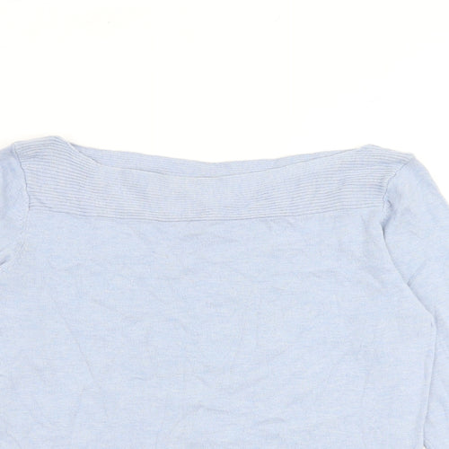 NEXT Womens Blue Boat Neck Cotton Pullover Jumper Size 10