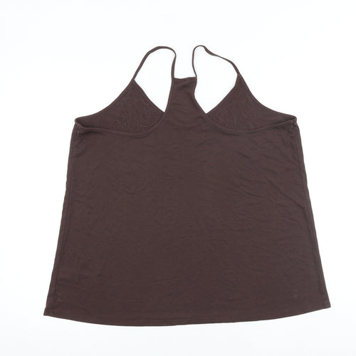 NEXT Womens Brown Viscose Basic Tank Size 18 V-Neck