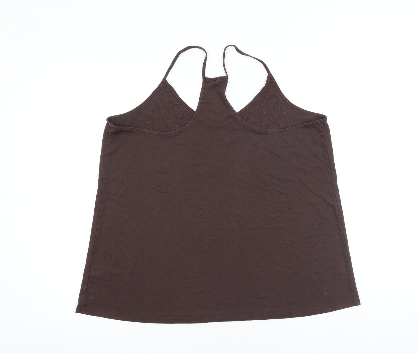 NEXT Womens Brown Viscose Basic Tank Size 18 V-Neck
